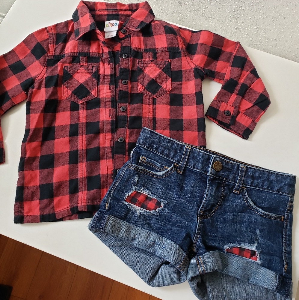 Girls plaid lumber jack set